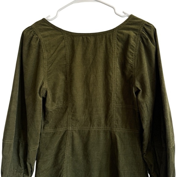 Madewell Corduroy Seamed Long-Sleeve Mini Dress in Kale, Size 0 - Picture 10 of 11